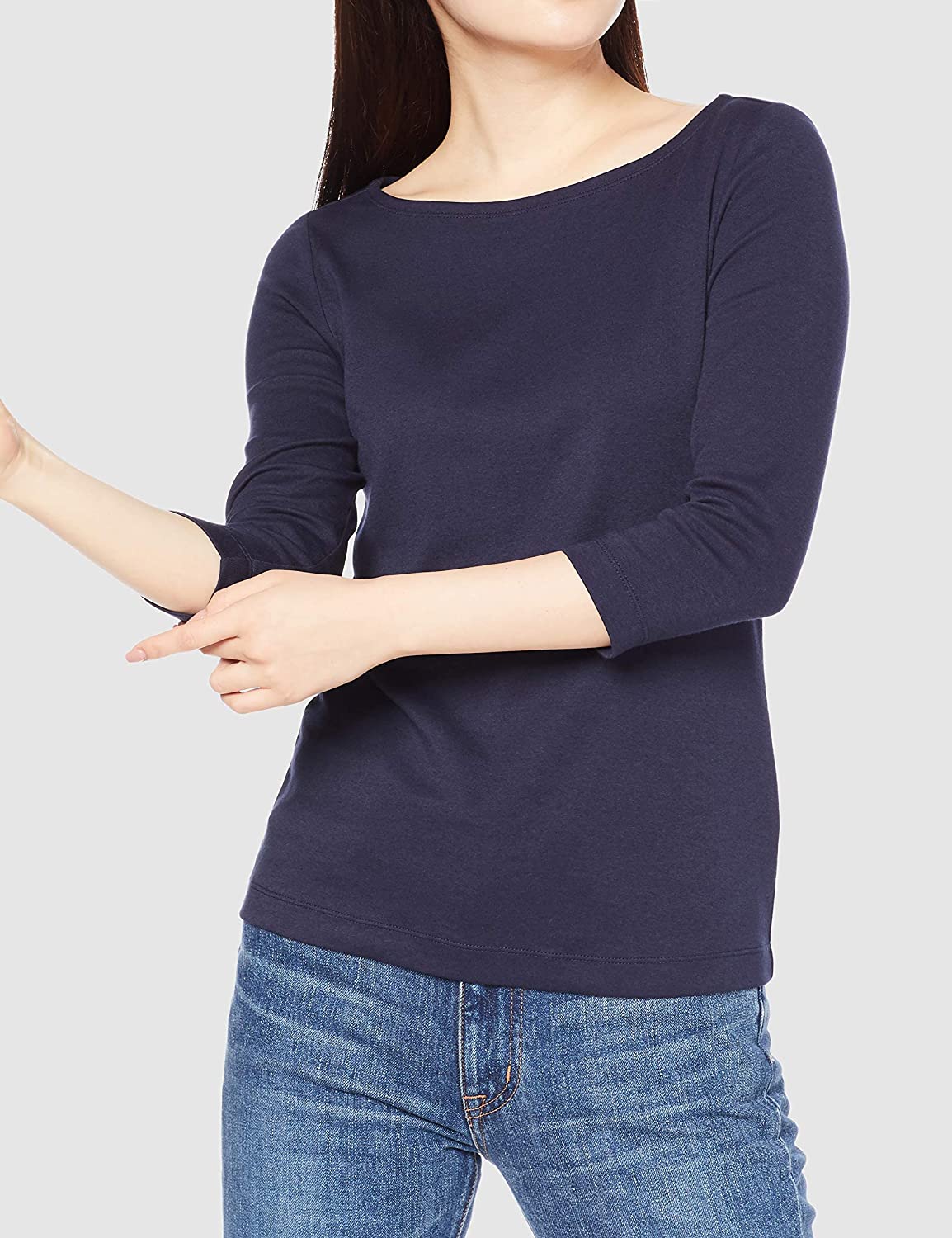 Essentials Women's Slim-Fit 3/4 Sleeve Solid Boat Neck T-Shirt - Image 9